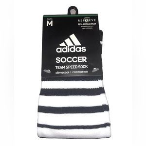 Adidas Team Speed OTC Soccer Socks 1 Pair Men 5-8.5 Wmn 5-9.5 White Black w Logo